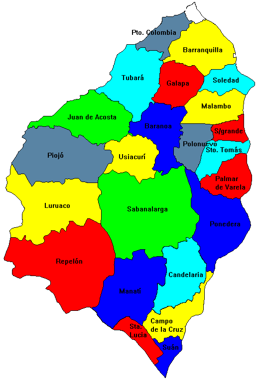 Mapa del departamento del Atlantico Colombia